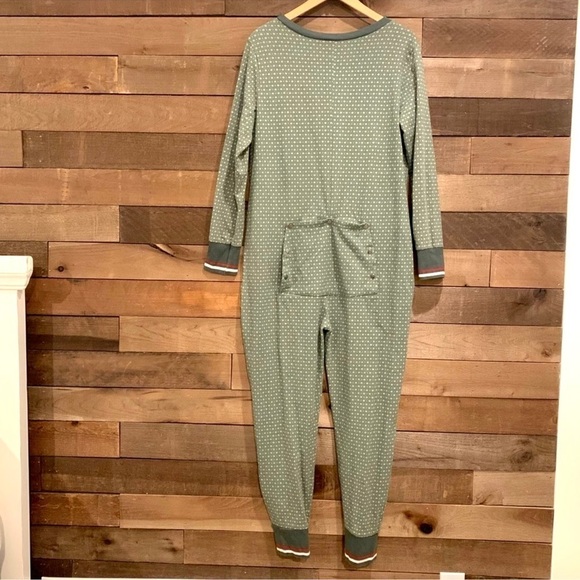 NWT Hearth Hand Magnolia women one piece pajamas butt flap union suit green XS - Picture 8 of 9